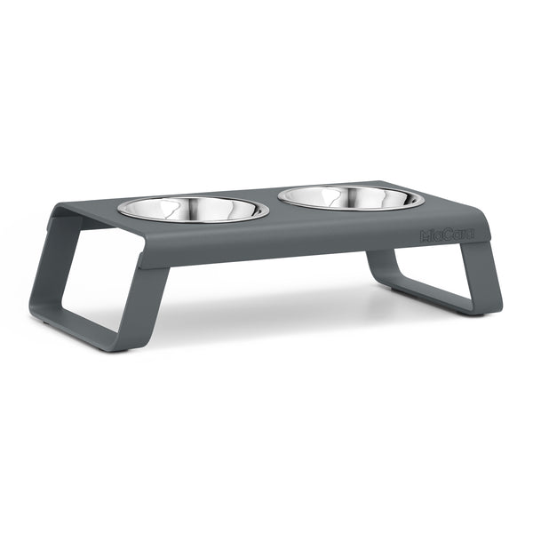 aluminum grey elevated cat bowl